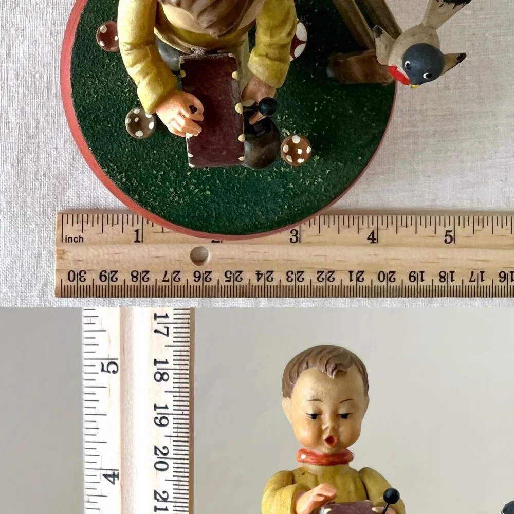 VTG Anri Reuge Rotating Music Box Boy/Bird Plays The Little Drummer Boy WORKING